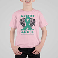Liver Cancer Awareness Memorial Gift T Shirt For Kid My Hero Is Now My Angel