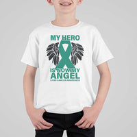 Liver Cancer Awareness Memorial Gift T Shirt For Kid My Hero Is Now My Angel
