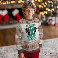 Liver Cancer Awareness Memorial Gift Ugly Christmas Sweater My Hero Is Now My Angel