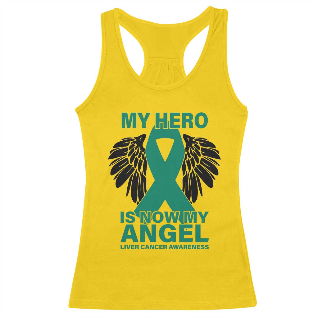 Liver Cancer Awareness Memorial Gift Racerback Tank Top My Hero Is Now My Angel