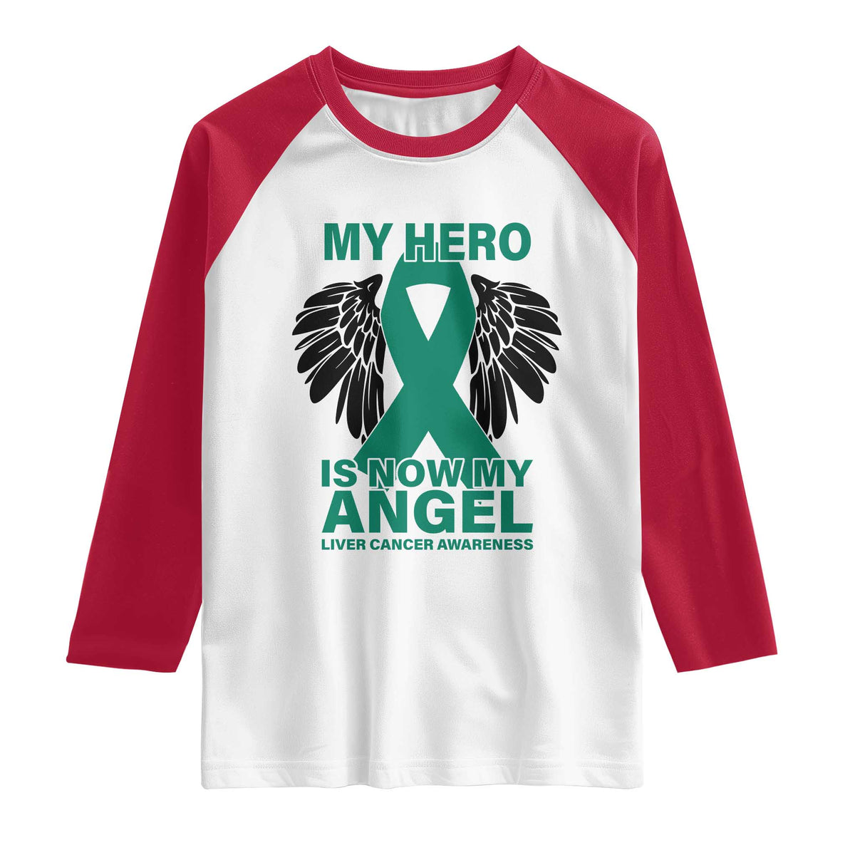 Liver Cancer Awareness Memorial Gift Raglan Shirt My Hero Is Now My Angel
