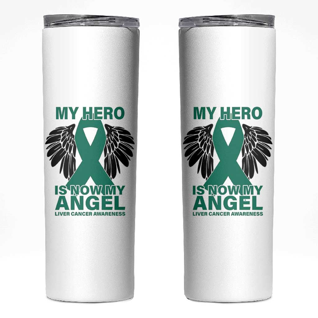 Liver Cancer Awareness Memorial Gift Skinny Tumbler My Hero Is Now My Angel