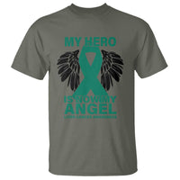 Liver Cancer Awareness Memorial Gift T Shirt My Hero Is Now My Angel