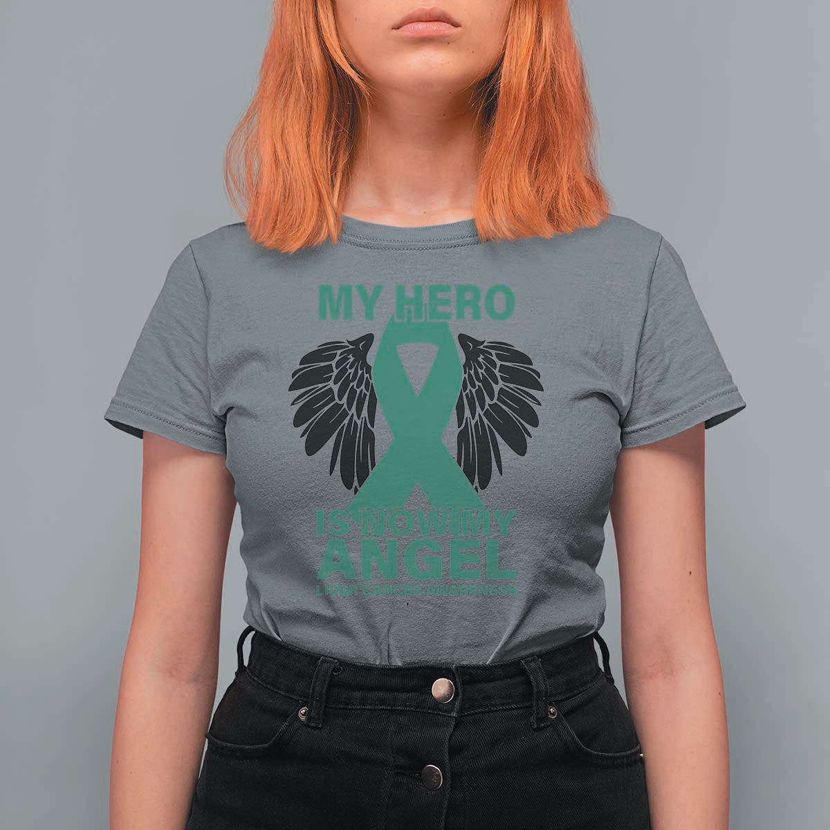Liver Cancer Awareness Memorial Gift T Shirt For Women My Hero Is Now My Angel