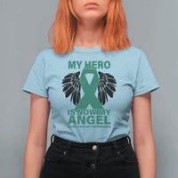Liver Cancer Awareness Memorial Gift T Shirt For Women My Hero Is Now My Angel