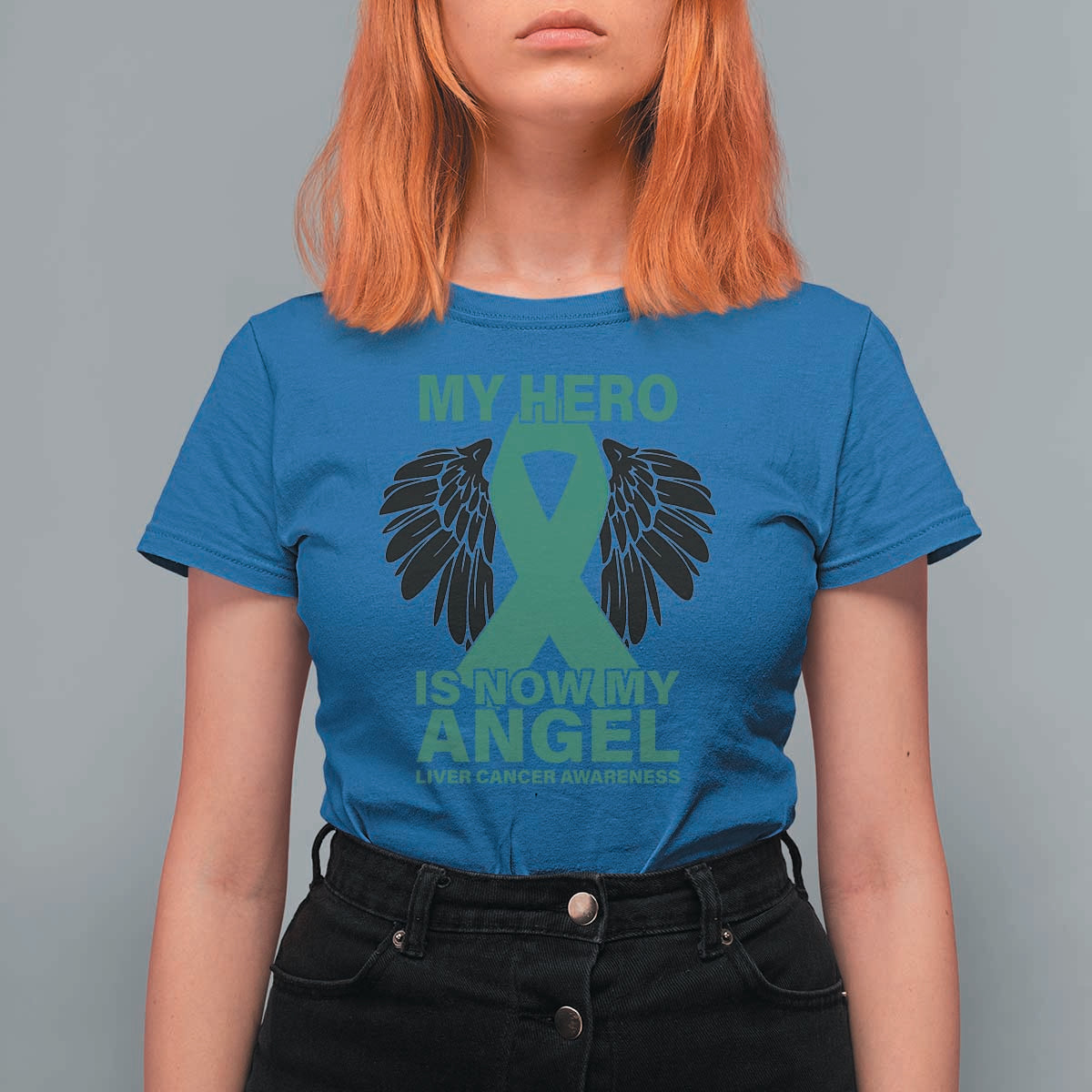 Liver Cancer Awareness Memorial Gift T Shirt For Women My Hero Is Now My Angel