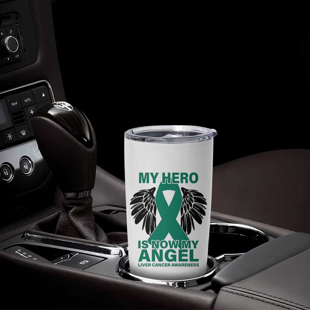 Liver Cancer Awareness Memorial Gift Tumbler Cup My Hero Is Now My Angel