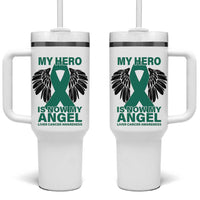 Liver Cancer Awareness Memorial Gift Tumbler With Handle My Hero Is Now My Angel