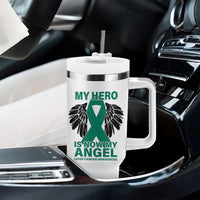 Liver Cancer Awareness Memorial Gift Tumbler With Handle My Hero Is Now My Angel