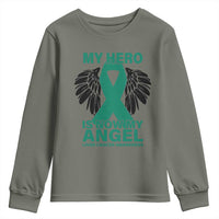 Liver Cancer Awareness Memorial Gift Youth Sweatshirt My Hero Is Now My Angel