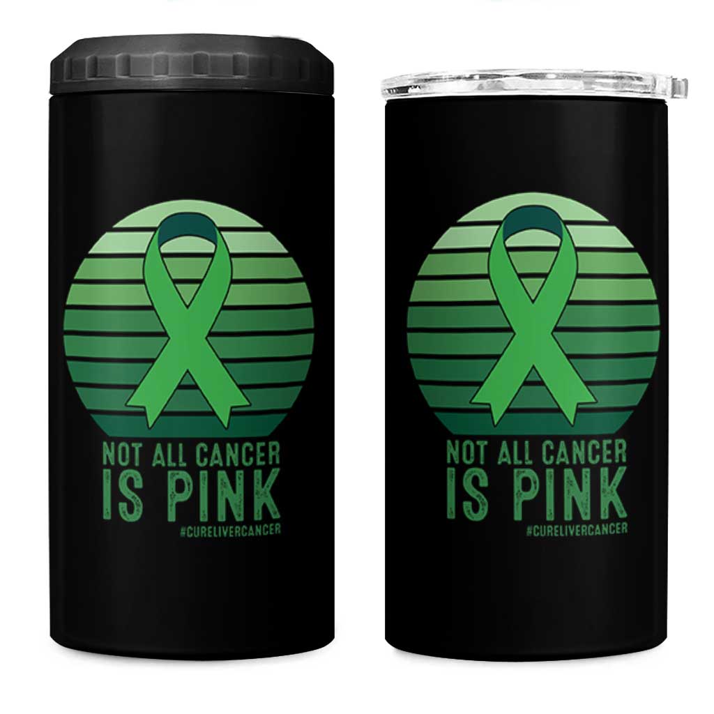 Liver Cancer Awareness 4 in 1 Can Cooler Tumbler Not All Cancer Is Pink Ribbon Support Gift