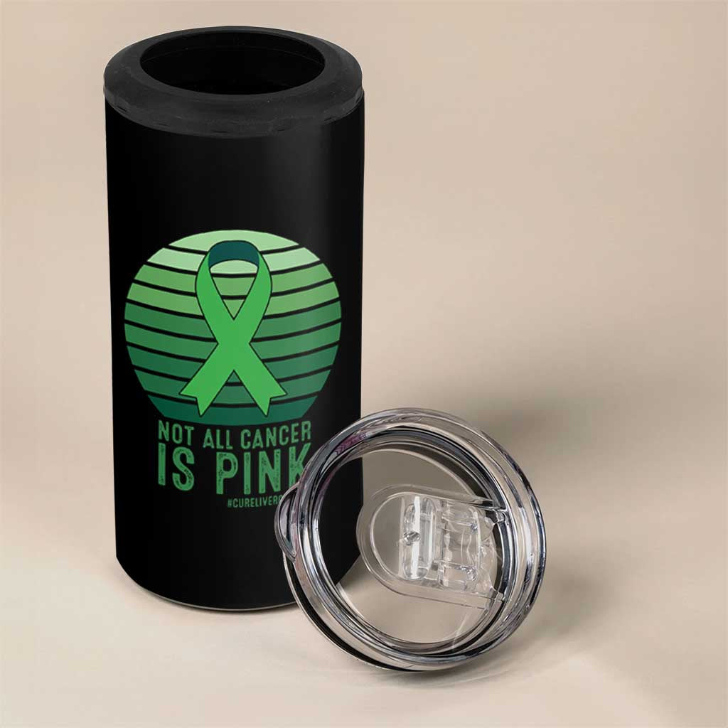 Liver Cancer Awareness 4 in 1 Can Cooler Tumbler Not All Cancer Is Pink Ribbon Support Gift