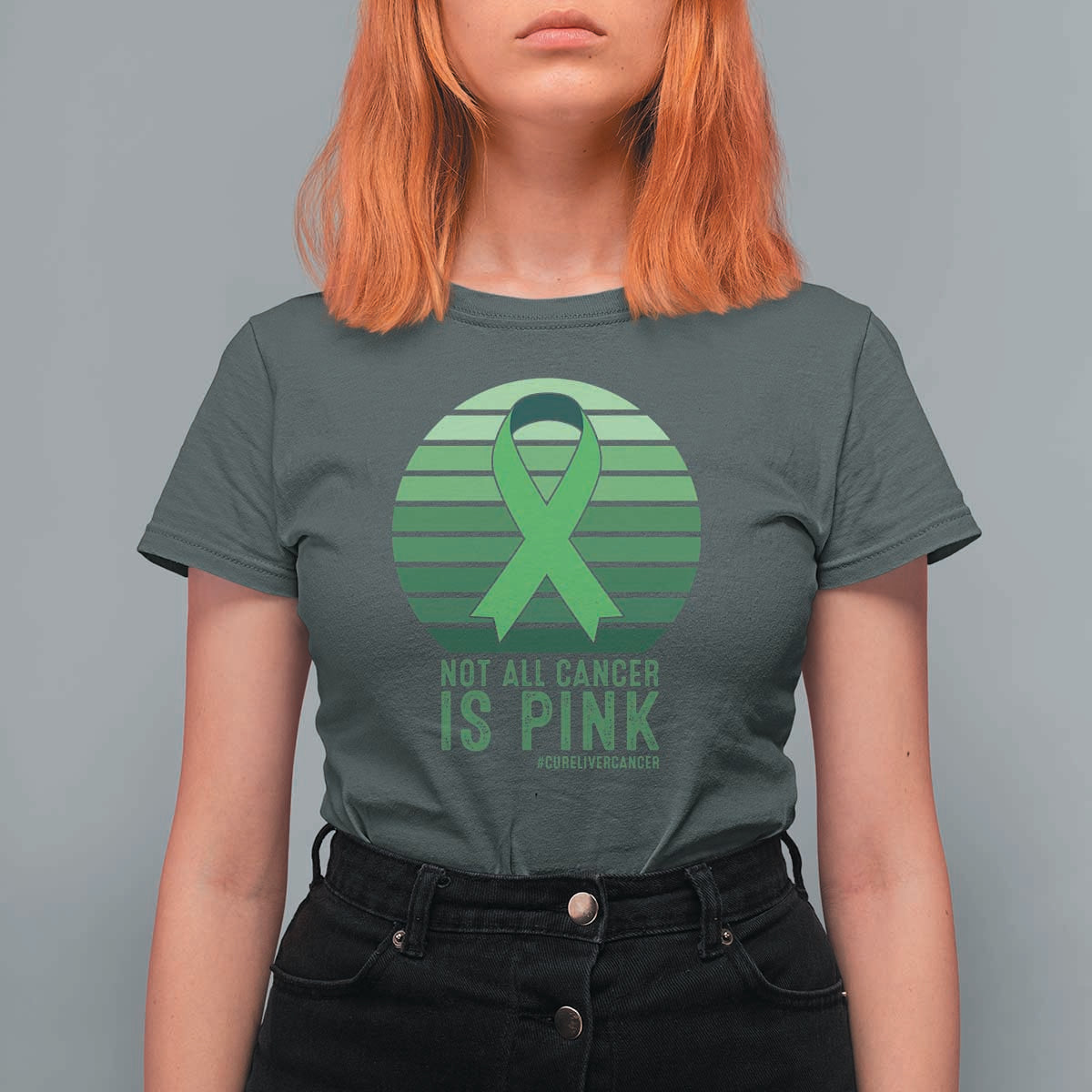 Liver Cancer Awareness T Shirt For Women Not All Cancer Is Pink Ribbon Support Gift