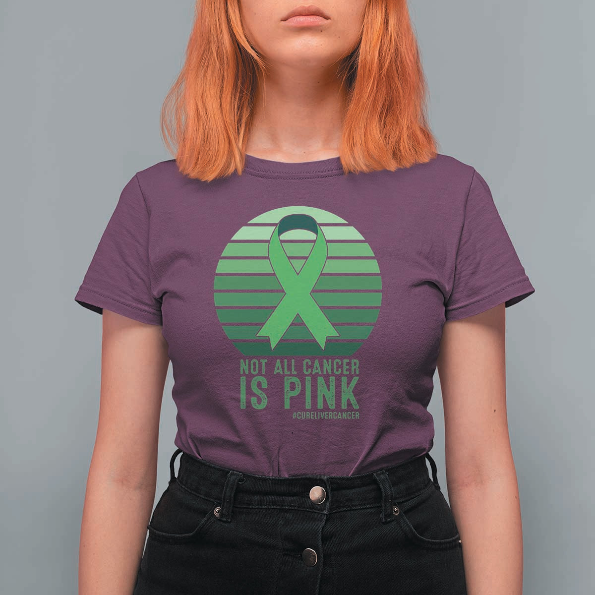 Liver Cancer Awareness T Shirt For Women Not All Cancer Is Pink Ribbon Support Gift