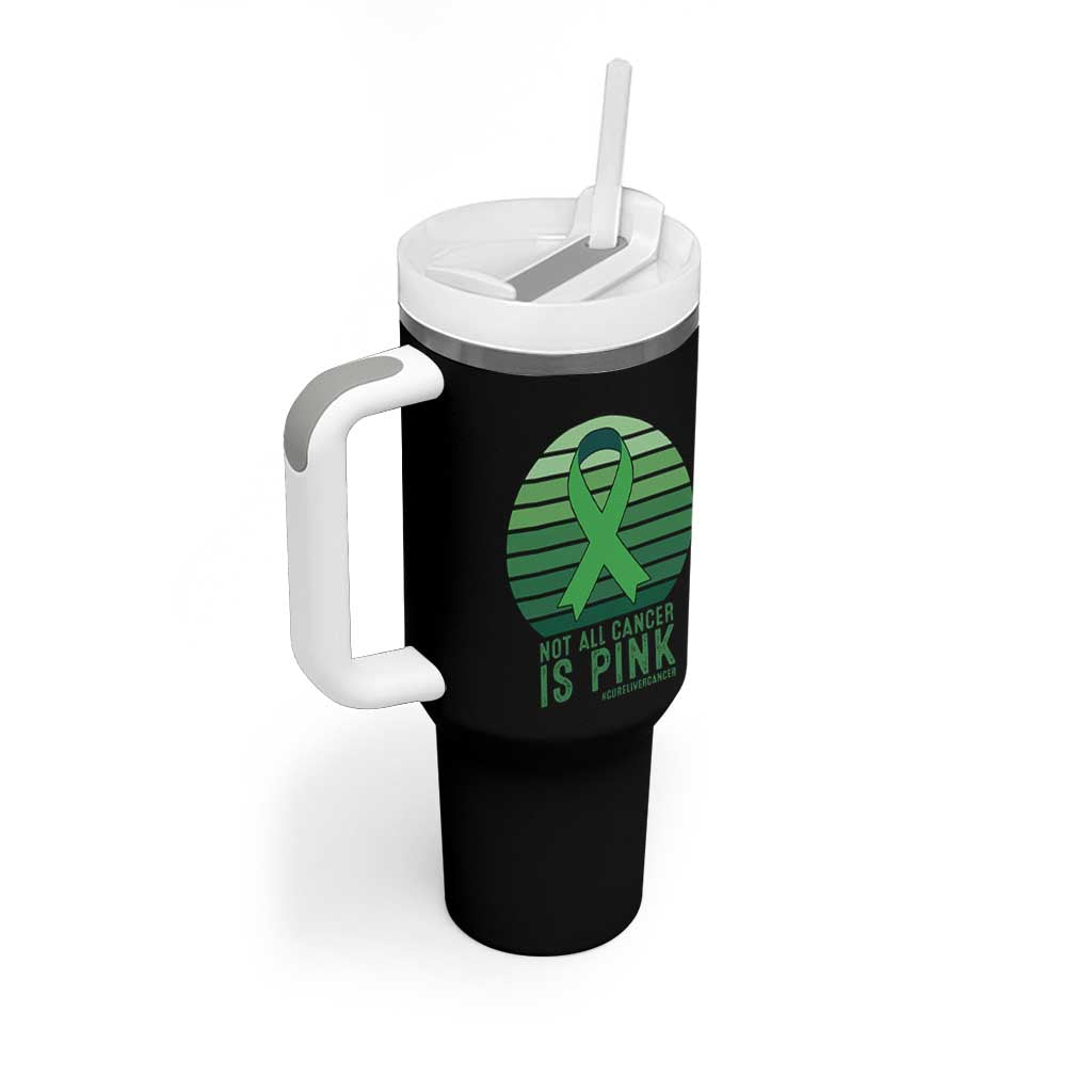 Liver Cancer Awareness Tumbler With Handle Not All Cancer Is Pink Ribbon Support Gift