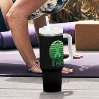 Liver Cancer Awareness Tumbler With Handle Not All Cancer Is Pink Ribbon Support Gift