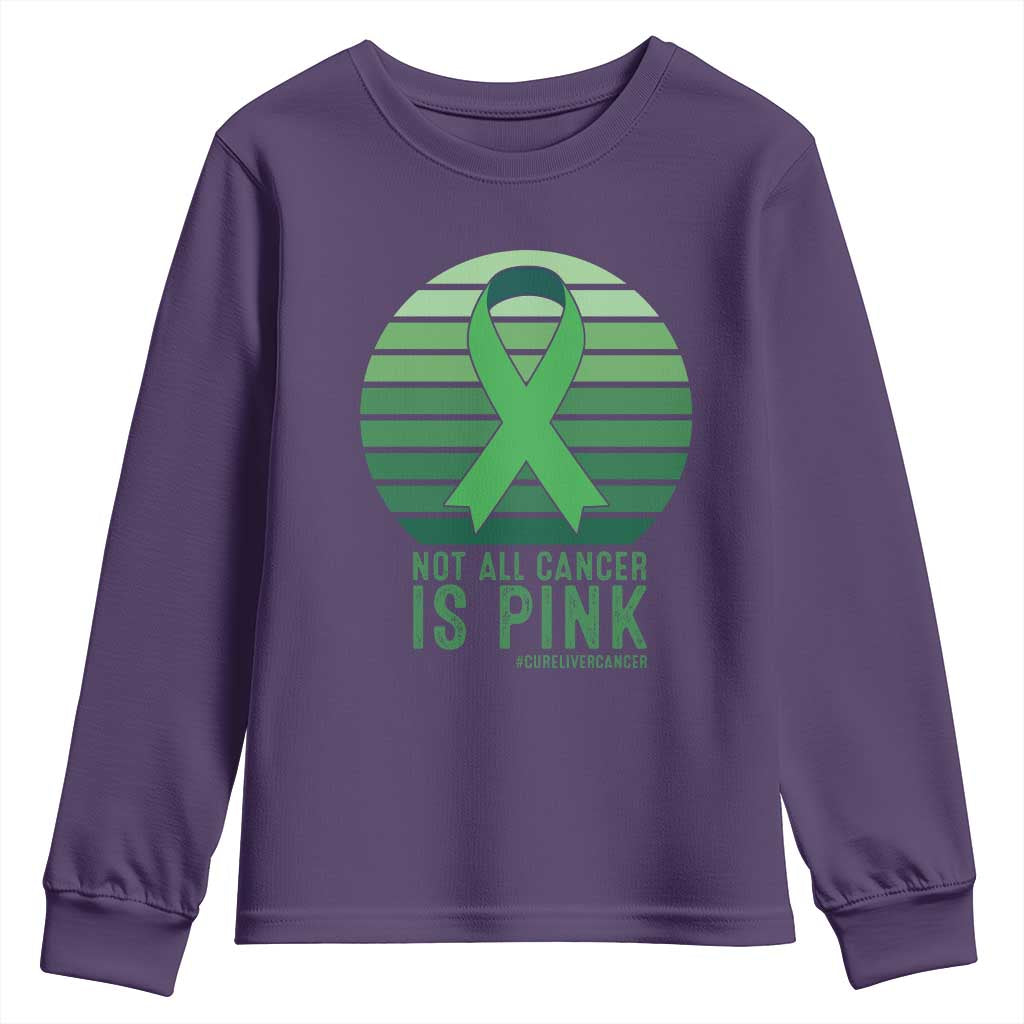 Liver Cancer Awareness Youth Sweatshirt Not All Cancer Is Pink Ribbon Support Gift