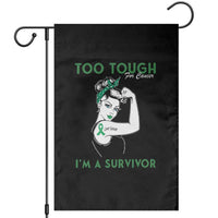 Liver Cancer Warrior Woman Gift Garden Flag Too Tough For Cancer Im A Survivor
