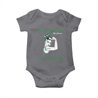Liver Cancer Warrior Woman Gift Baby Onesie Too Tough For Cancer Im A Survivor