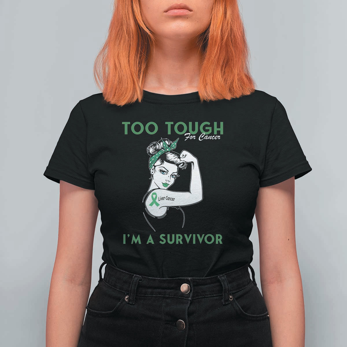 Liver Cancer Warrior Woman Gift T Shirt For Women Too Tough For Cancer Im A Survivor