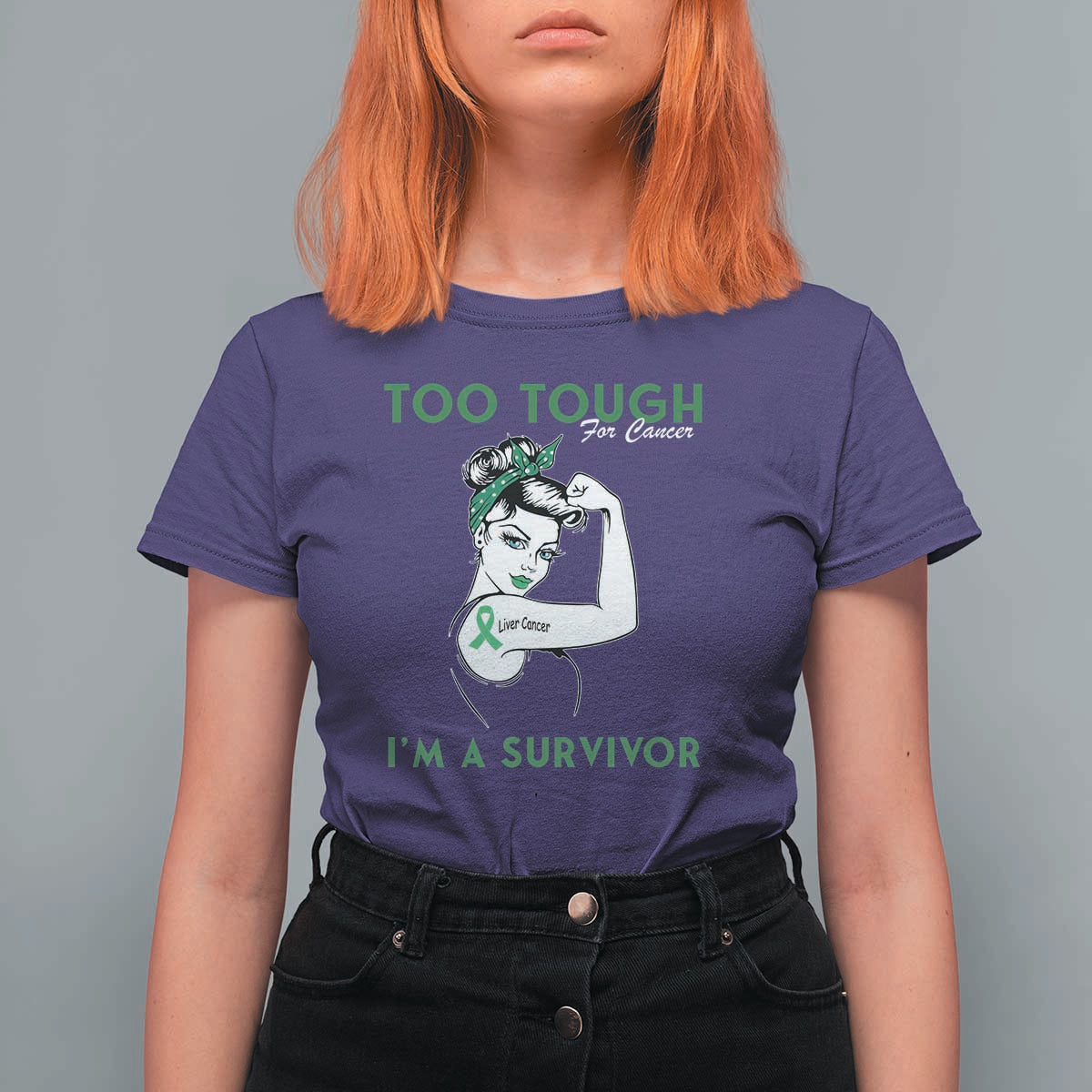Liver Cancer Warrior Woman Gift T Shirt For Women Too Tough For Cancer Im A Survivor
