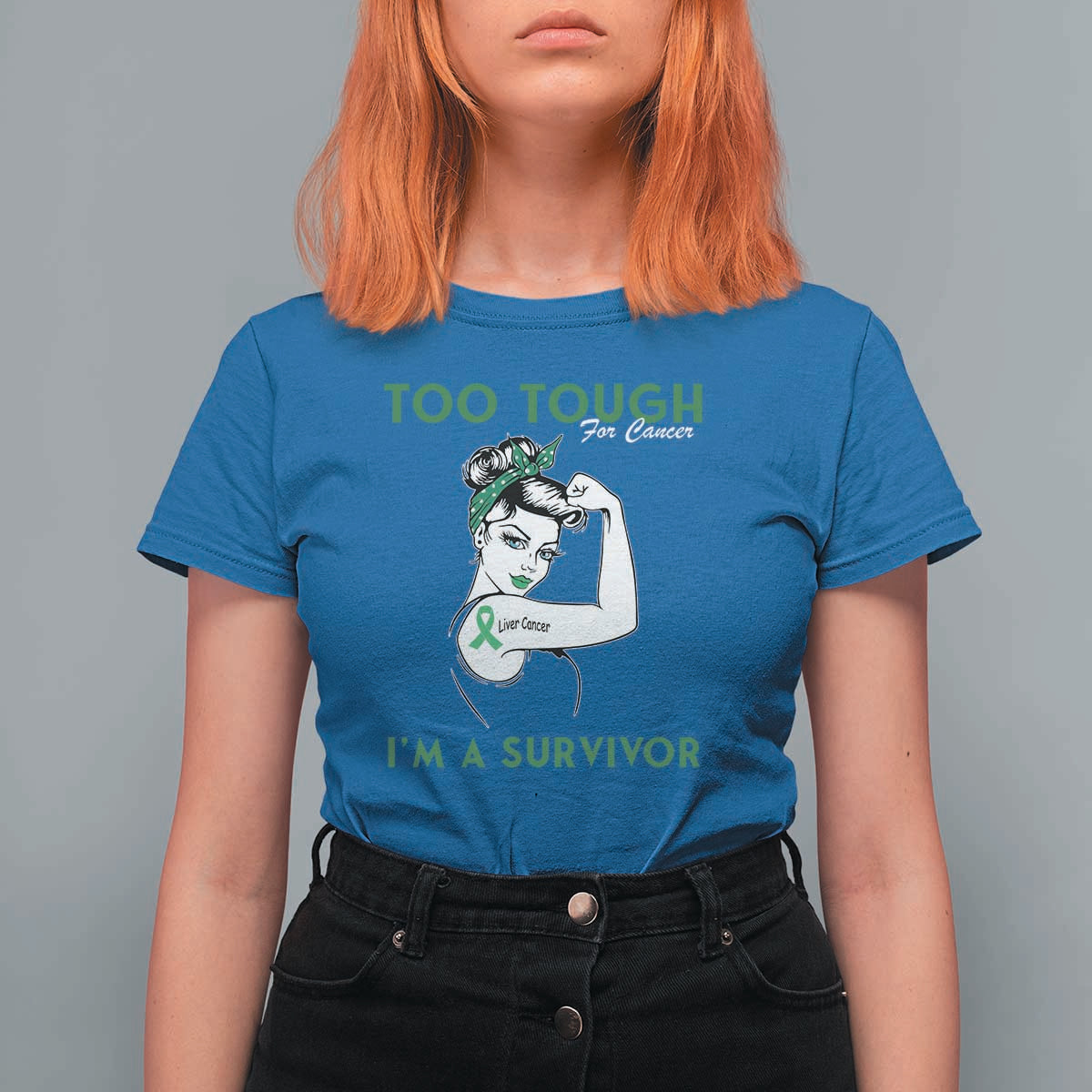 Liver Cancer Warrior Woman Gift T Shirt For Women Too Tough For Cancer Im A Survivor