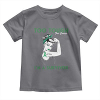 Liver Cancer Warrior Woman Gift Toddler T Shirt Too Tough For Cancer Im A Survivor