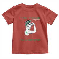Liver Cancer Warrior Woman Gift Toddler T Shirt Too Tough For Cancer Im A Survivor