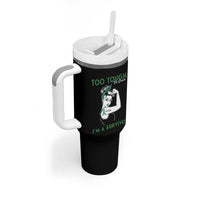 Liver Cancer Warrior Woman Gift Tumbler With Handle Too Tough For Cancer Im A Survivor
