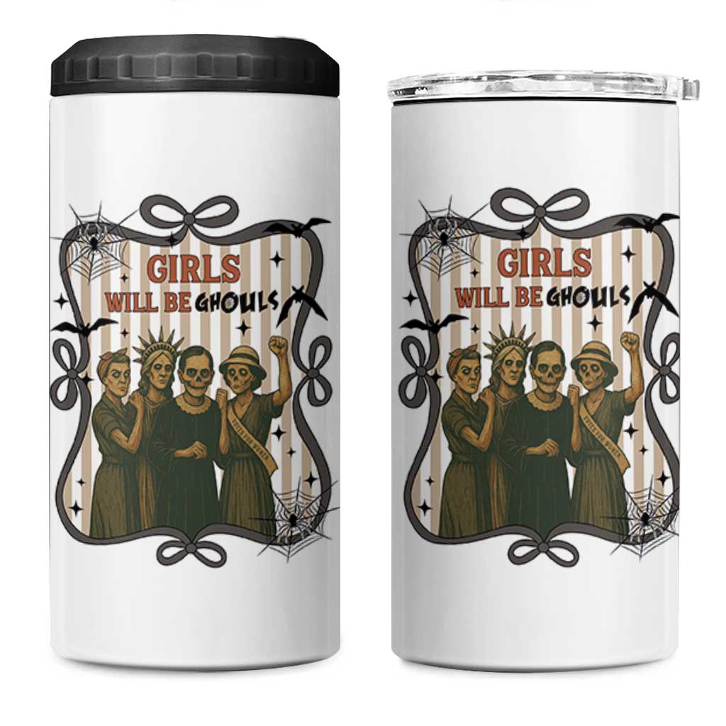 Halloween Feminist 4 in 1 Can Cooler Tumbler Girls Will Be Ghouls Women Empowerment