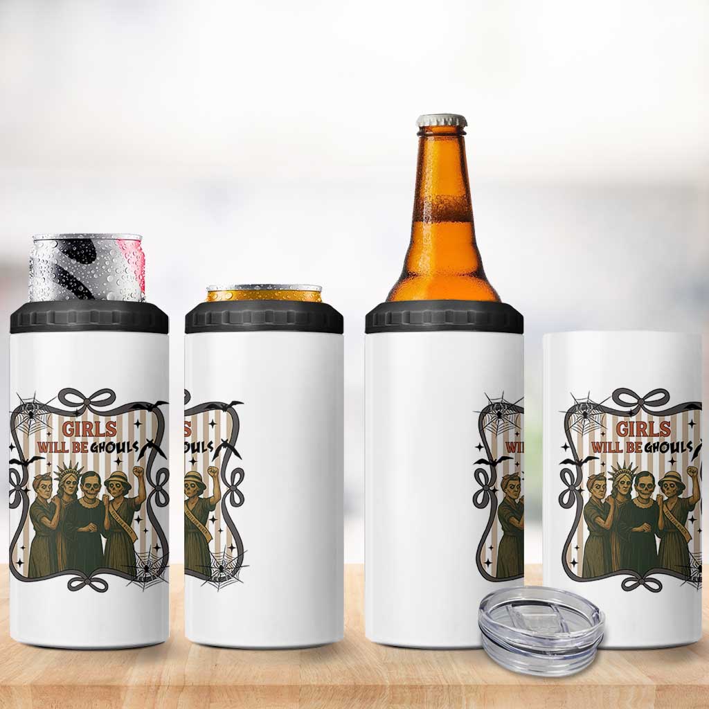 Halloween Feminist 4 in 1 Can Cooler Tumbler Girls Will Be Ghouls Women Empowerment