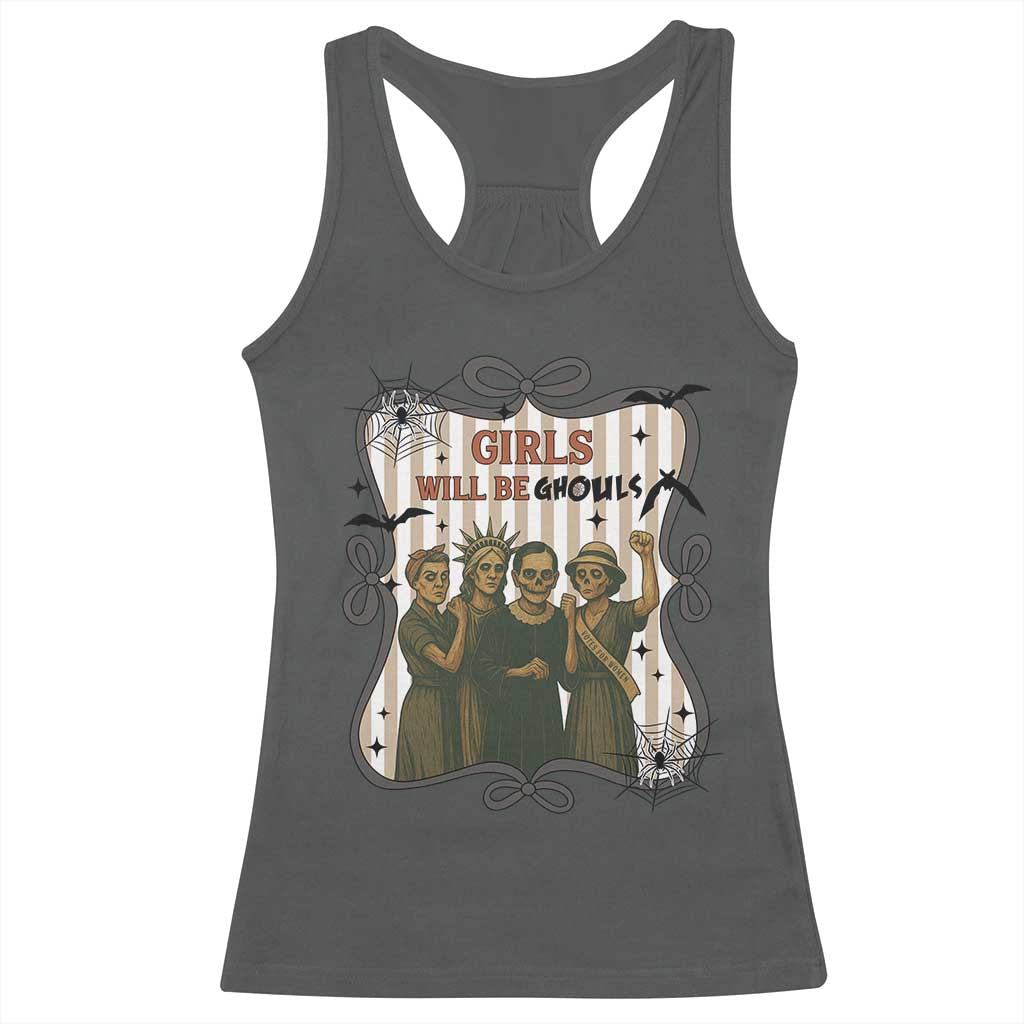 Halloween Feminist Racerback Tank Top Girls Will Be Ghouls Women Empowerment - Wonder Print Shop