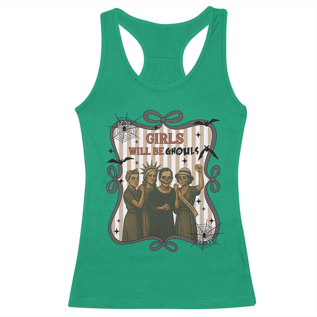 Halloween Feminist Racerback Tank Top Girls Will Be Ghouls Women Empowerment - Wonder Print Shop