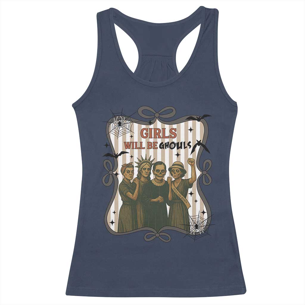 Halloween Feminist Racerback Tank Top Girls Will Be Ghouls Women Empowerment - Wonder Print Shop