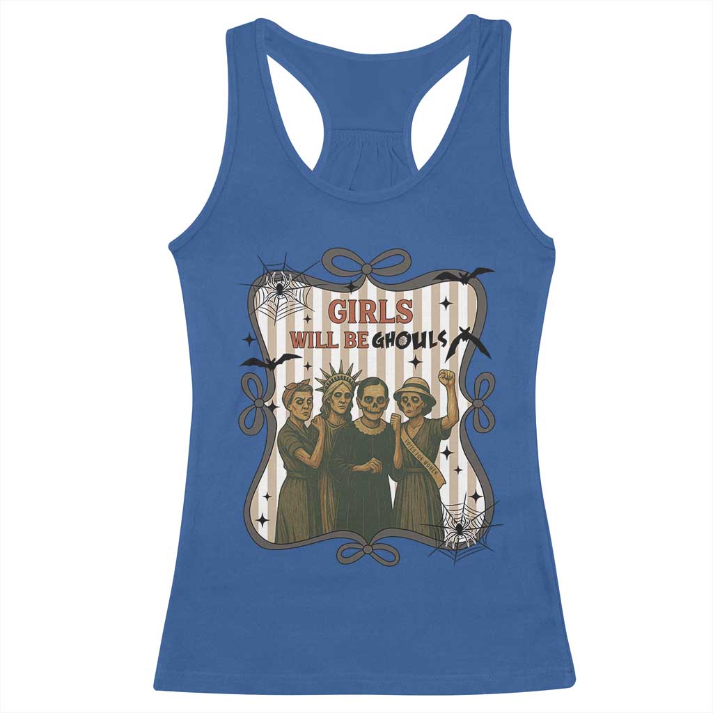 Halloween Feminist Racerback Tank Top Girls Will Be Ghouls Women Empowerment - Wonder Print Shop