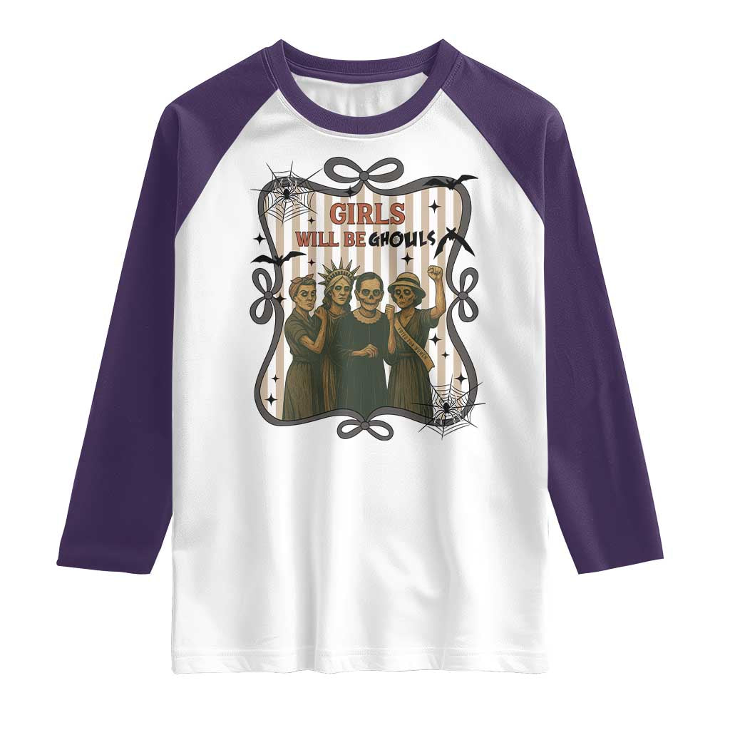 Halloween Feminist Raglan Shirt Girls Will Be Ghouls Women Empowerment - Wonder Print Shop