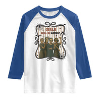 Halloween Feminist Raglan Shirt Girls Will Be Ghouls Women Empowerment - Wonder Print Shop