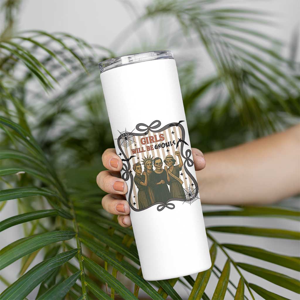 Halloween Feminist Skinny Tumbler Girls Will Be Ghouls Women Empowerment