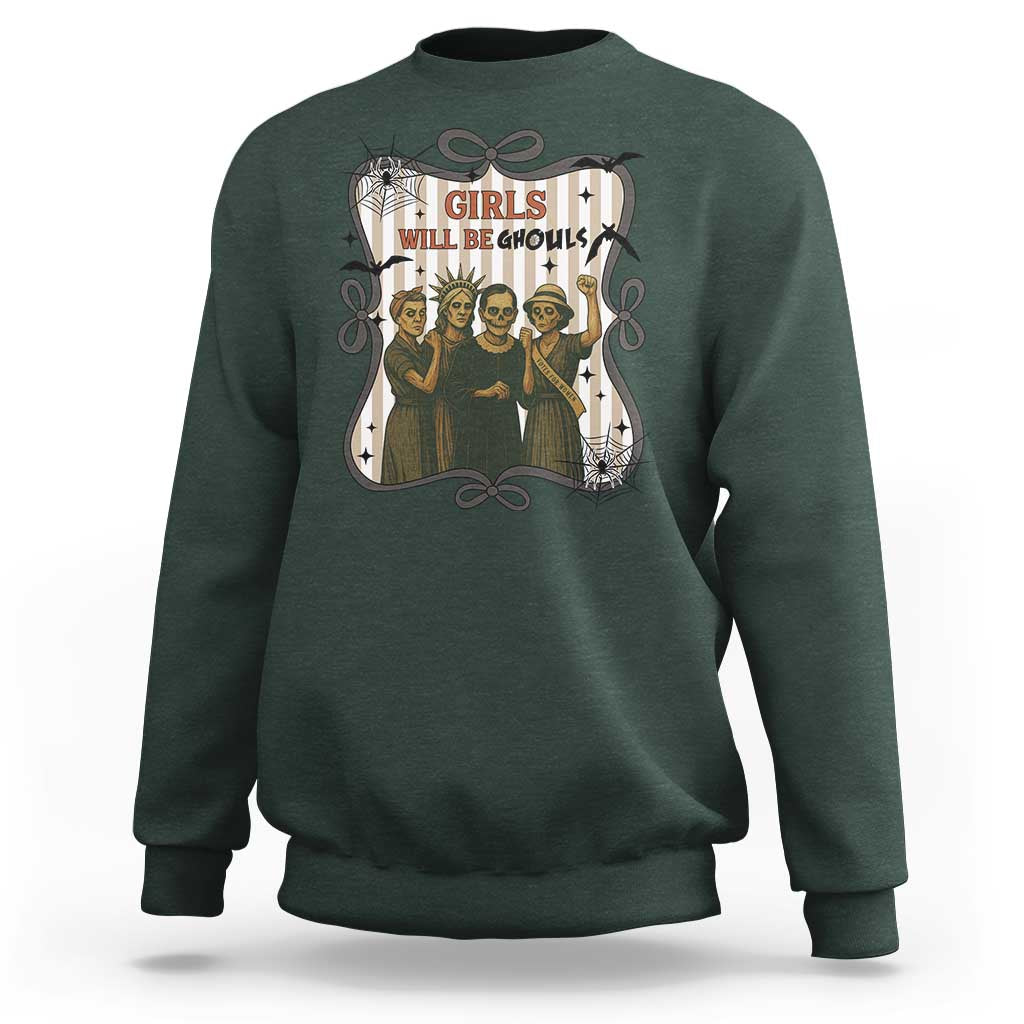 Halloween Feminist Sweatshirt Girls Will Be Ghouls Women Empowerment - Wonder Print Shop