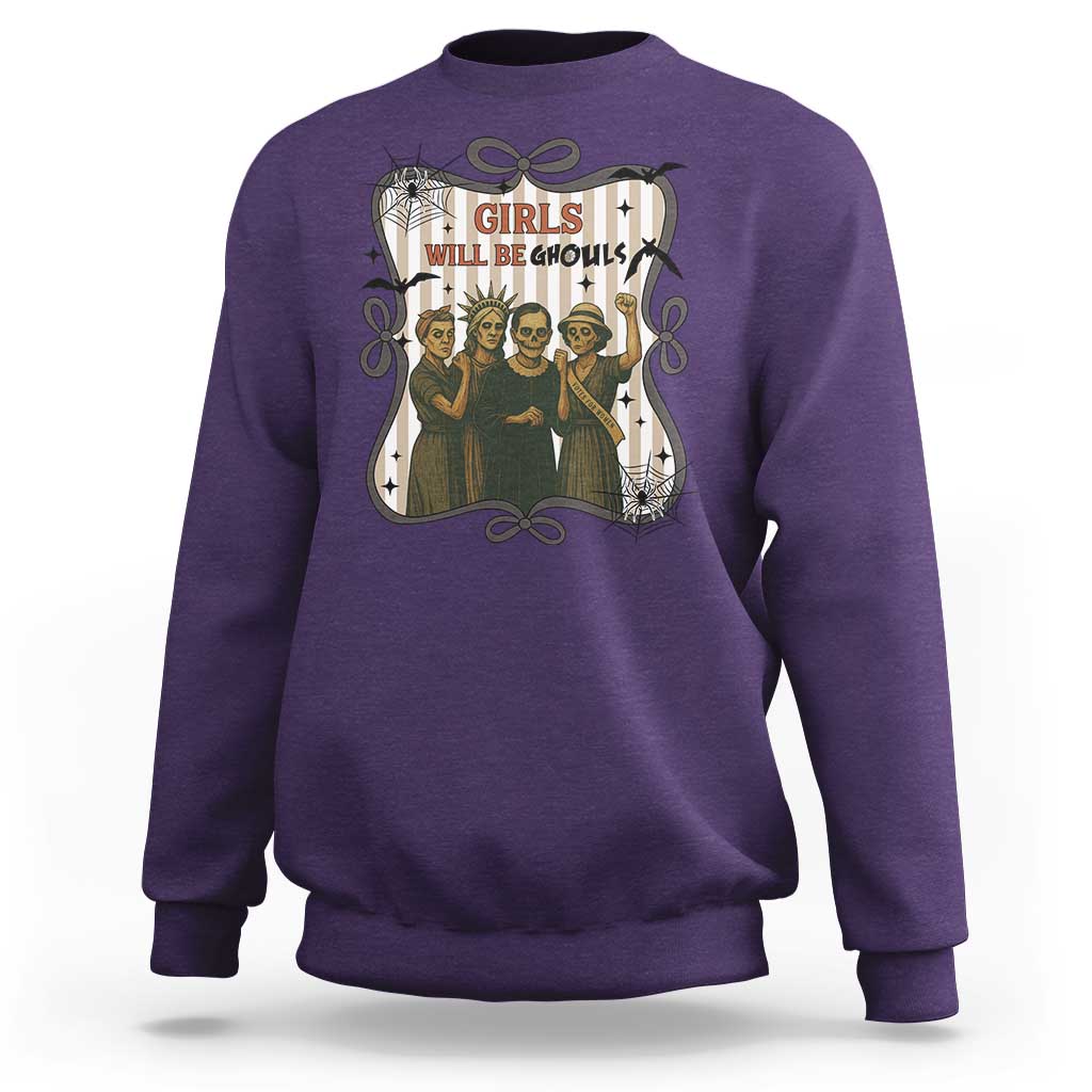 Halloween Feminist Sweatshirt Girls Will Be Ghouls Women Empowerment - Wonder Print Shop