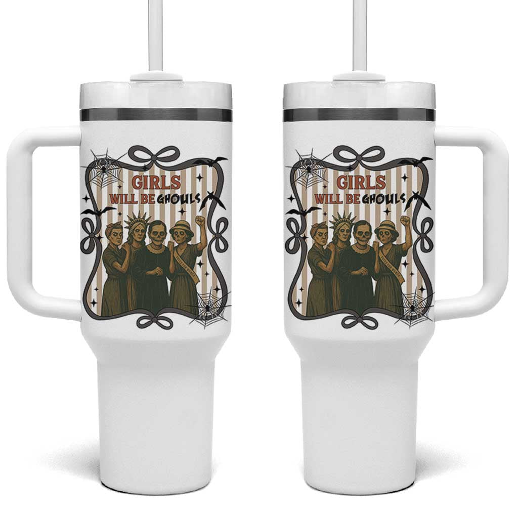 Halloween Feminist Tumbler With Handle Girls Will Be Ghouls Women Empowerment