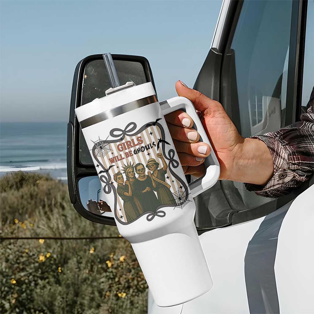 Halloween Feminist Tumbler With Handle Girls Will Be Ghouls Women Empowerment