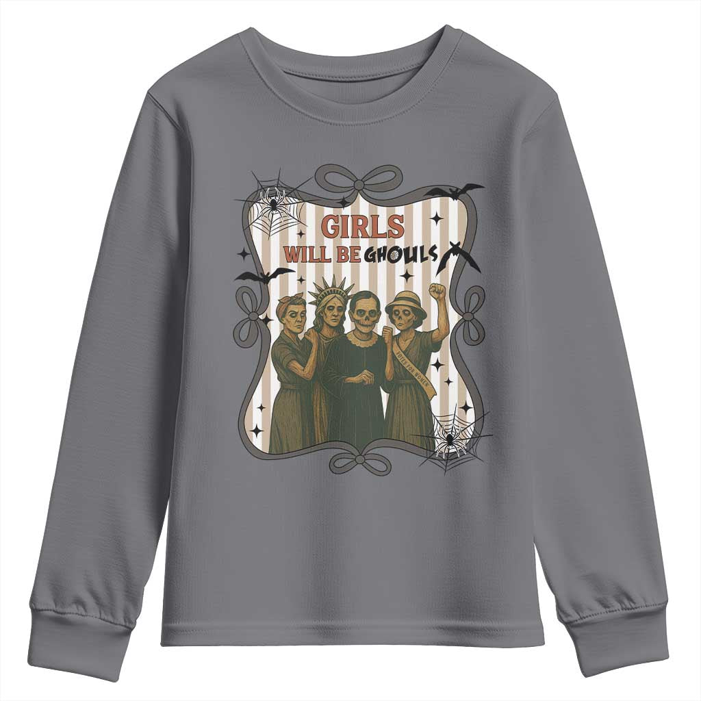 Halloween Feminist Youth Sweatshirt Girls Will Be Ghouls Women Empowerment - Wonder Print Shop