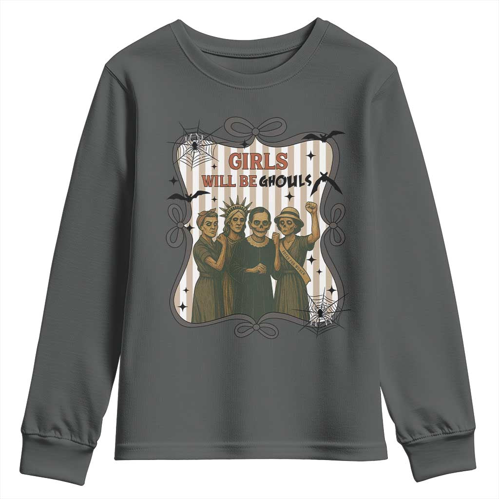 Halloween Feminist Youth Sweatshirt Girls Will Be Ghouls Women Empowerment - Wonder Print Shop