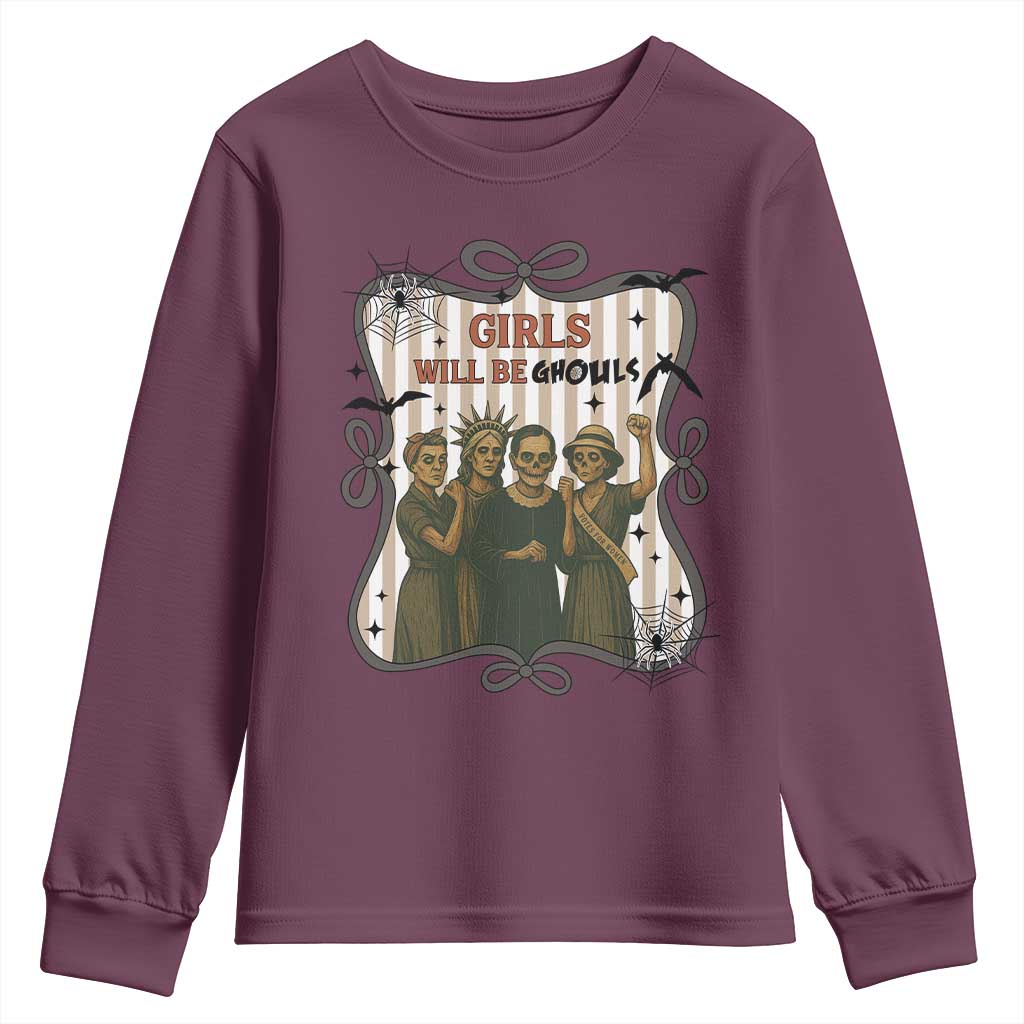 Halloween Feminist Youth Sweatshirt Girls Will Be Ghouls Women Empowerment - Wonder Print Shop