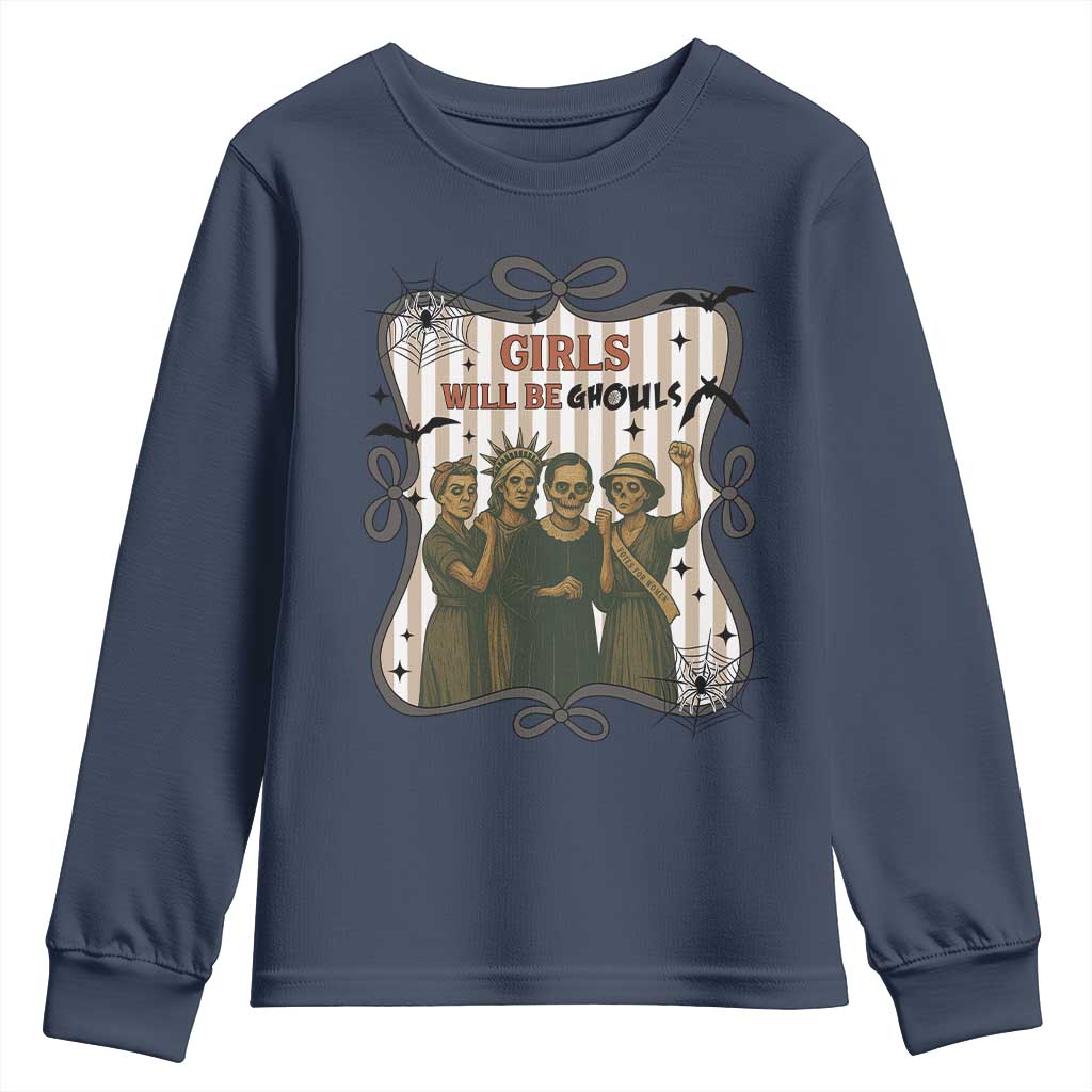 Halloween Feminist Youth Sweatshirt Girls Will Be Ghouls Women Empowerment - Wonder Print Shop
