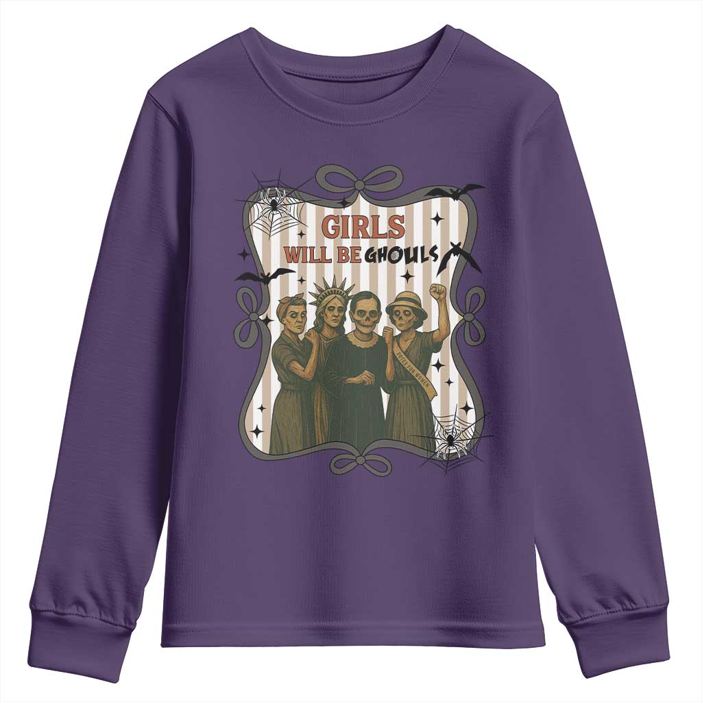 Halloween Feminist Youth Sweatshirt Girls Will Be Ghouls Women Empowerment - Wonder Print Shop