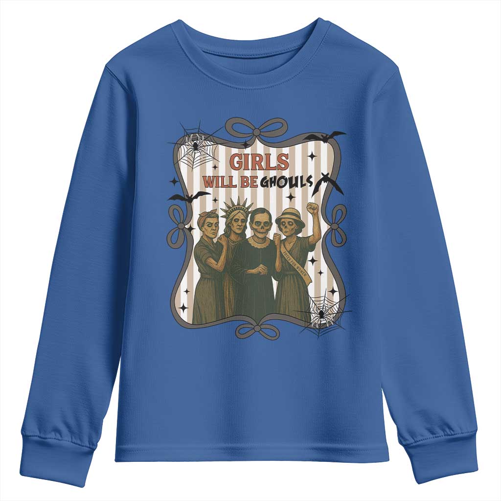 Halloween Feminist Youth Sweatshirt Girls Will Be Ghouls Women Empowerment - Wonder Print Shop