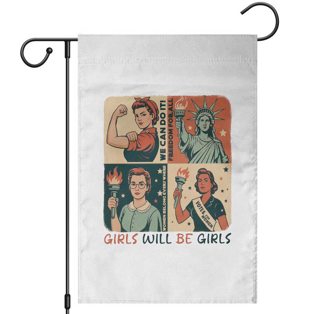 Girls Will Be Girls Garden Flag Patriotic Feminist USA Women - Wonder Print Shop
