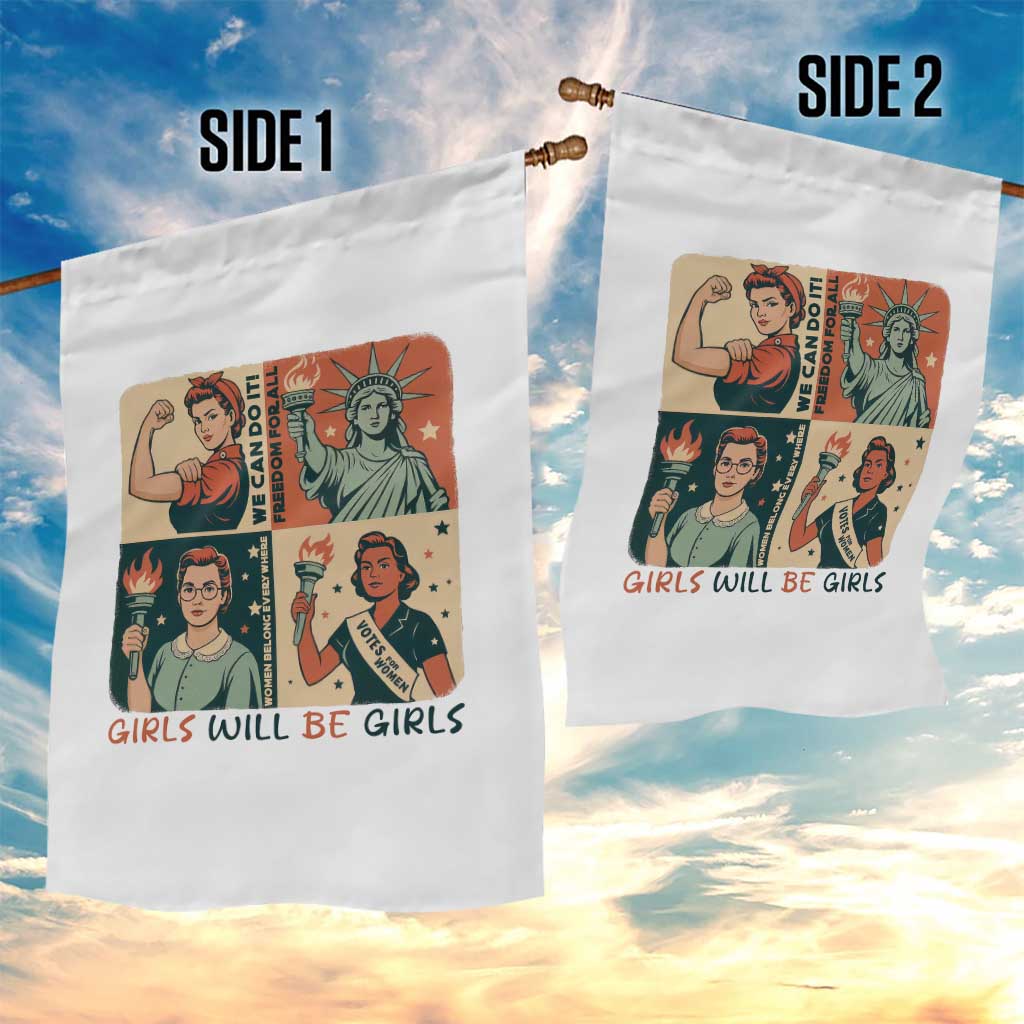 Girls Will Be Girls Garden Flag Patriotic Feminist USA Women - Wonder Print Shop